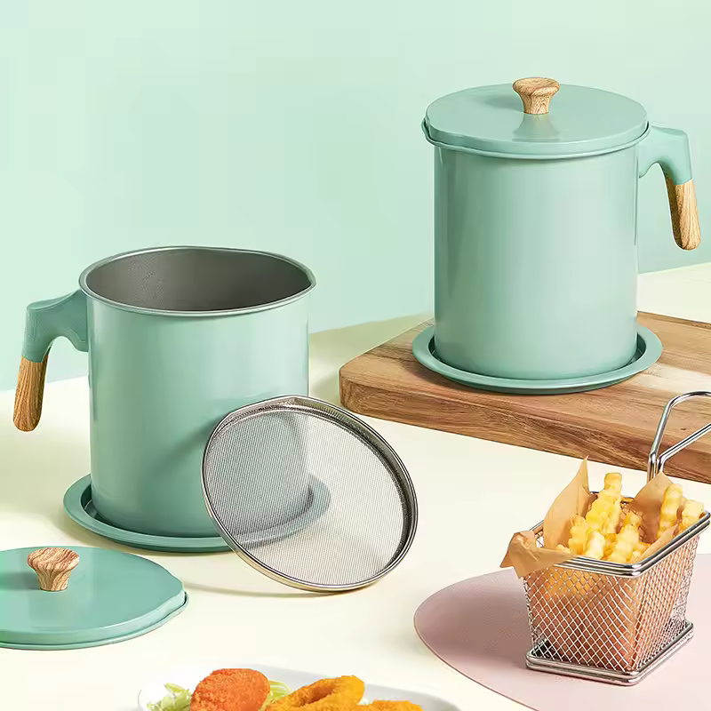 Stainless Steel Oil Filter Pot with Tray Large Capacity view 2